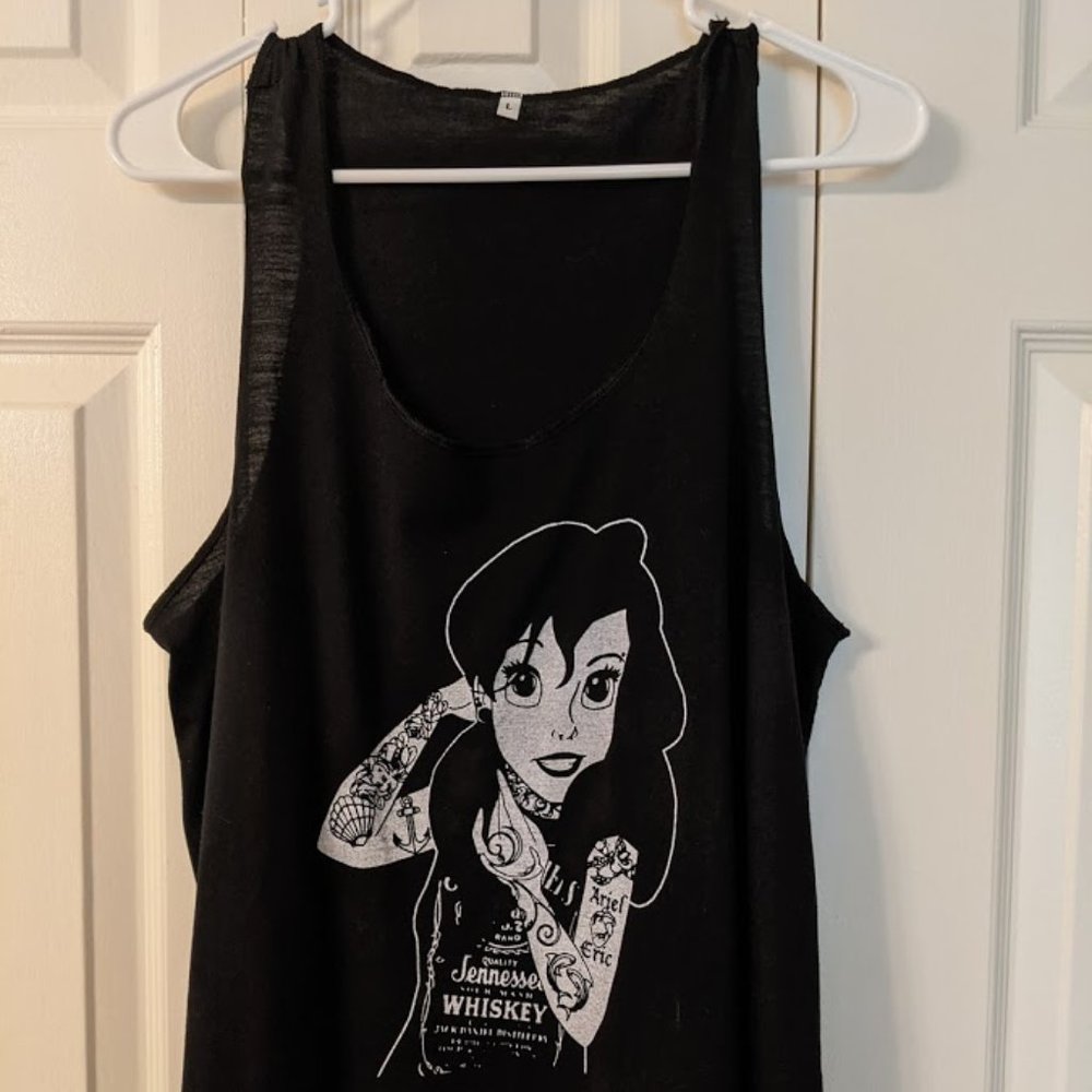 Tattooed Ariel The Little Mermaid Tank Top Black